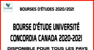 Bourse d'étude Premier Cycle Université Concordia Canada 2020-2021