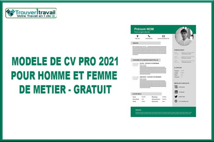 Modèle de CV PRO 2021 pour homme et femme de métier - GRATUIT - Trouver1Travail
