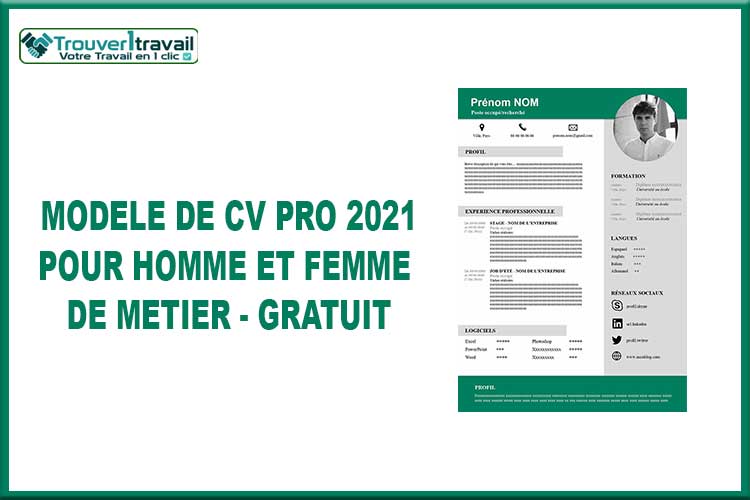 Modèle de CV PRO 2021 pour homme et femme de métier ...